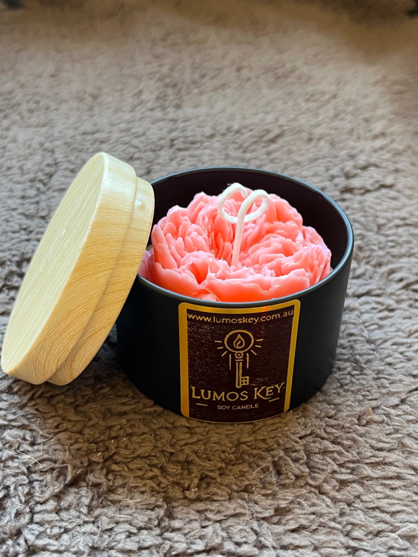 English Rose Shape Soy Candle (Light Orange Red)