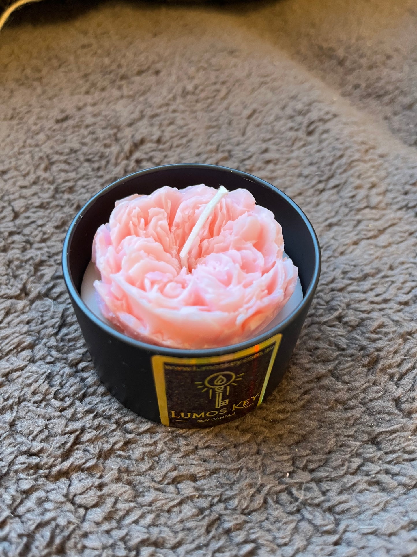 Blush Pink English Rose Soy Candle（Black Straight Jar)