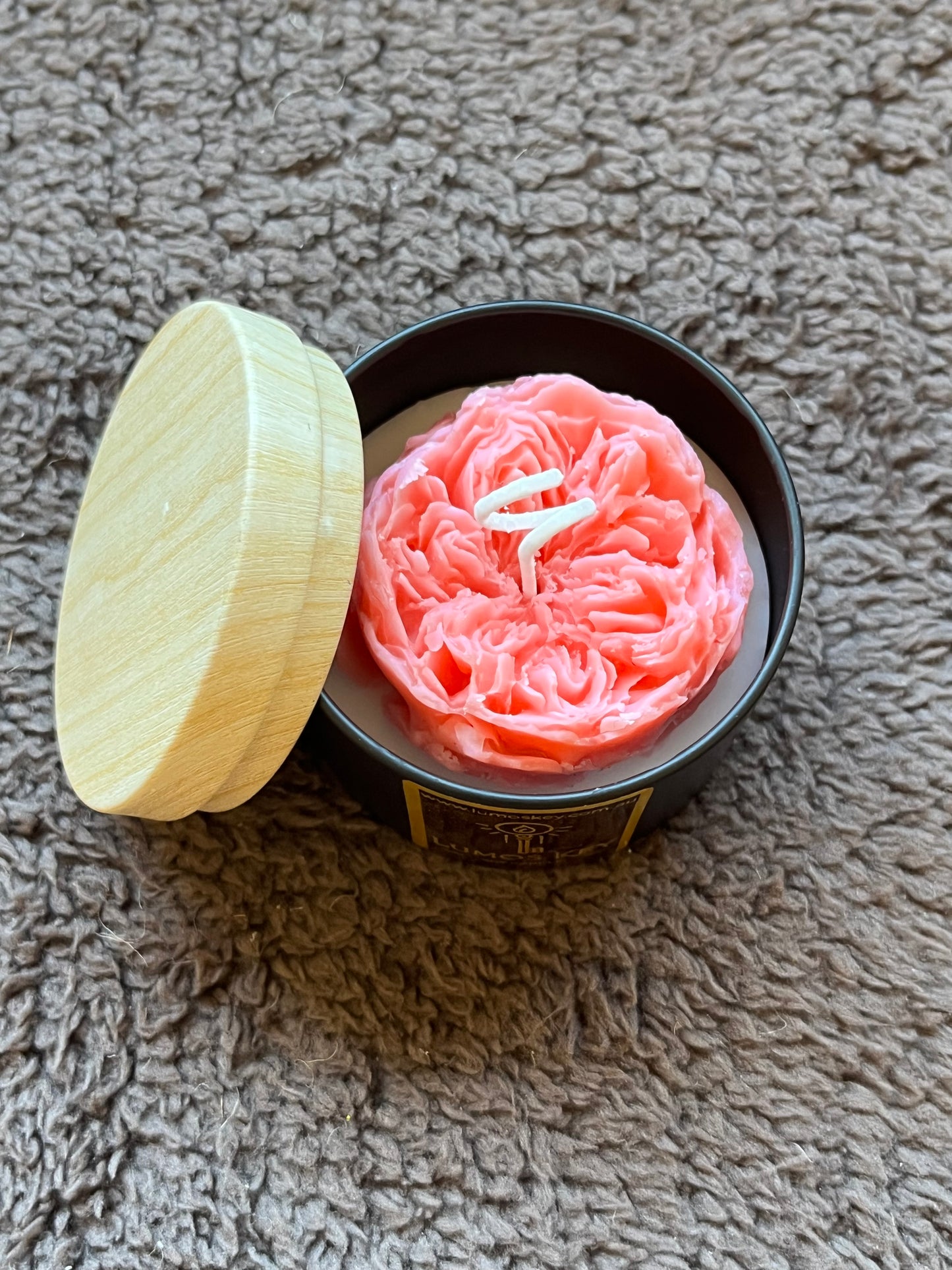 English Rose Shape Soy Candle (Light Orange Red)