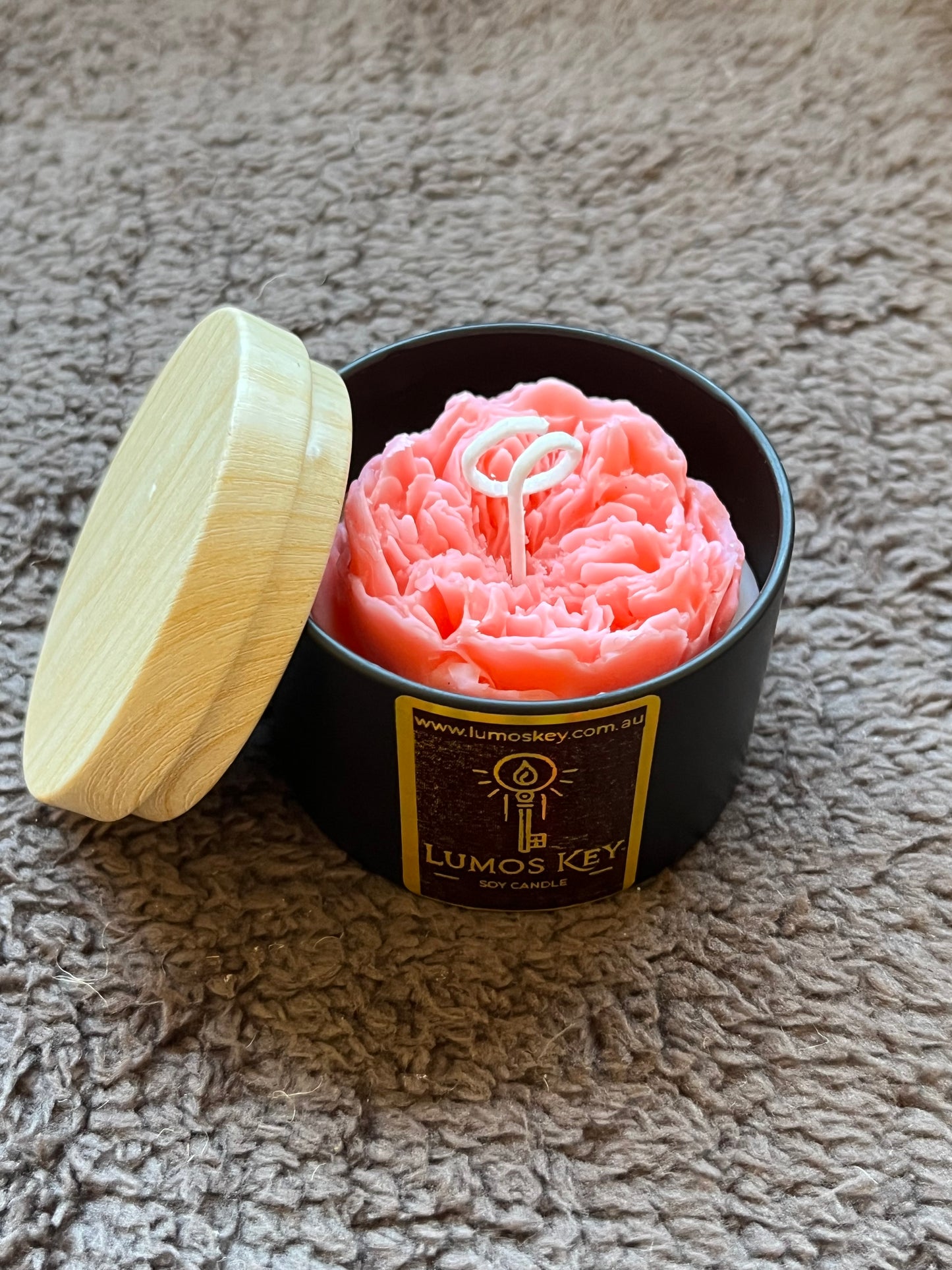 English Rose Shape Soy Candle (Light Orange Red)